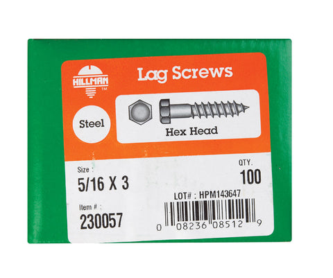 Hillman 5/16 in. x 3 in. L Hex Lag Screw