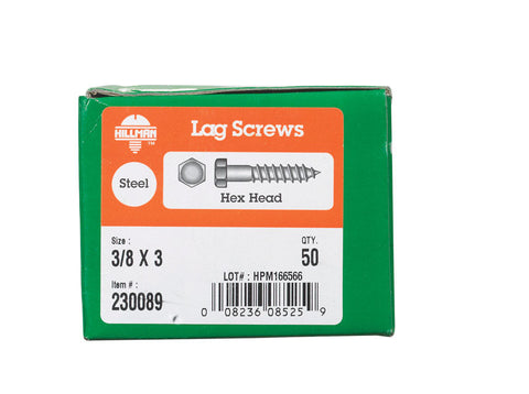 Hillman 3/8 in. x 3 in. L Hex Lag Screw