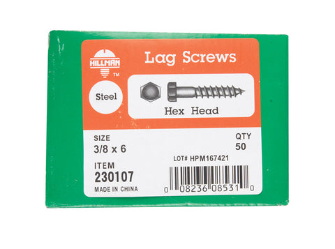 Hillman 3/8 in. x 6 in. L Hex Lag Screw