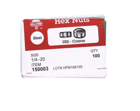 Hillman 1/4 Zinc-Plated Steel SAE Hex Nut 100 pk