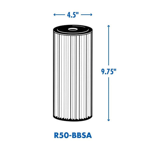 Culligan R50-BBSA Filter Cartridge, 50 um Filter, Pleated Polyester Cartridge Filter Media