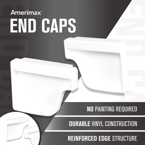 Amerimax 4.6 in. H X 2 in. W X 5 in. L White Vinyl K Gutter End Cap, Pack of 16