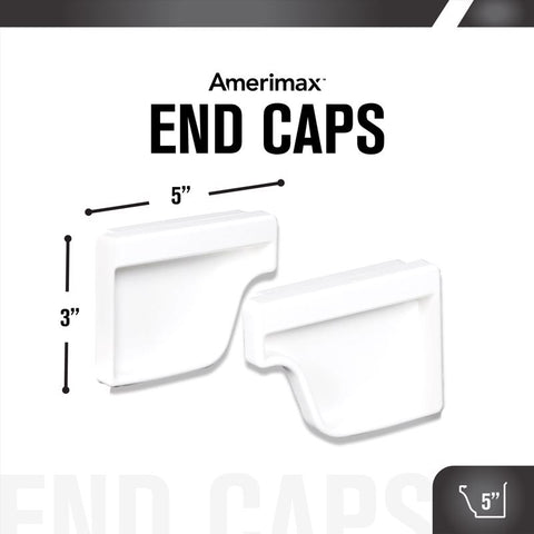 Amerimax 4.6 in. H X 2 in. W X 5 in. L White Vinyl K Gutter End Cap, Pack of 16