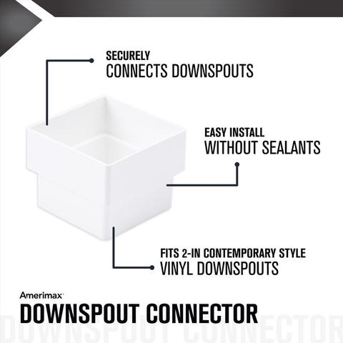 Amerimax 2.6 in. H X 2 in. W X 2 in. L White Vinyl U Downspout Connector, Pack of 10