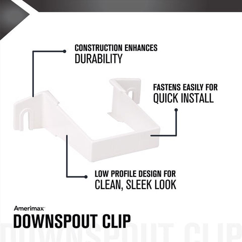 Amerimax 1 in. H X 3.3 in. W X 4.3 in. L White Vinyl U Downspout Bracket