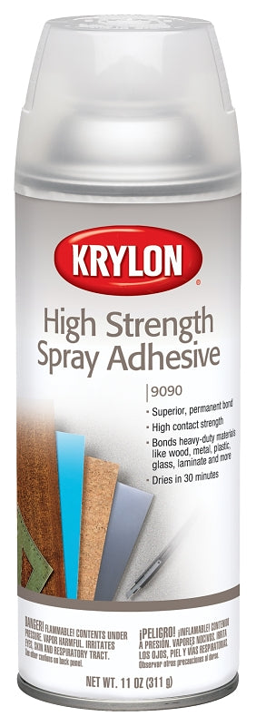 Krylon K09090000 Spray Adhesive, Clear, 2 hr Curing, 11 oz
