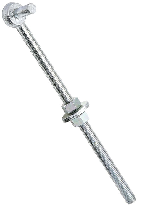 National Hardware N130-583 Series Full Threaded Bolt Hook, 12 in L, Steel, Zinc-Plated