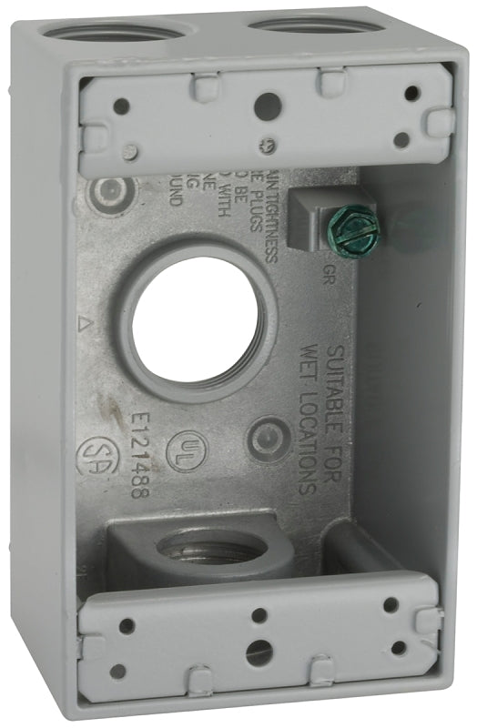 Hubbell 5330-0 Weatherproof Box, 16.5 cu-in, 4-Outlet, 1-Gang, Aluminu ...