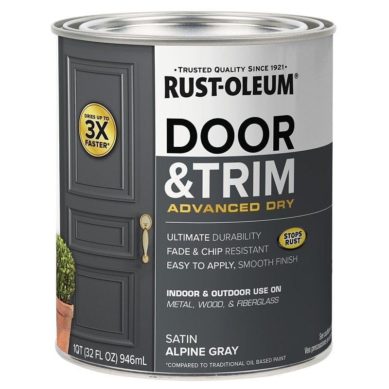 Rust-Oleum 369387 Door and Trim Paint, Water, Satin, Alpine Gray