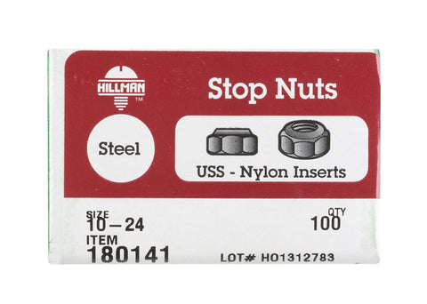 Hillman 10 Zinc-Plated Steel SAE Nylon Lock Nut 100 pk