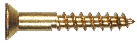 Hillman Flat Wood Screw No. 10 x 1-1/4 in. L Brass 100 pk
