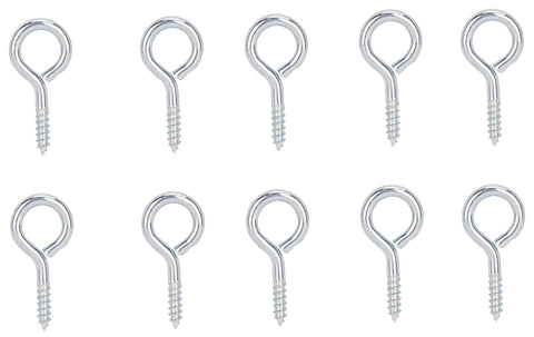 ProSource LR-209-PS Screw Eye, 2.5 mm Dia Wire, 3.2 mm Thread, 25/64 in L Thread, 1-3/16 in OAL, Steel, Zinc