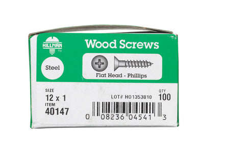Hillman Flat Wood Screw No. 12 x 1 in. L Zinc Steel 100 pk