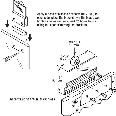 Prime-Line M 6053 Top Bracket Roller Assembly, Round, Chrome-Plated, For: Frameless Shower Doors