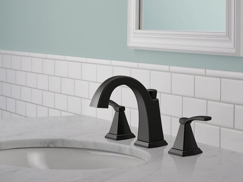 Delta Flynn Series 35768LF-BL Widespread Bathroom Faucet, 1.2 gpm, 2-Handle, 3-Faucet Hole, Matte Black