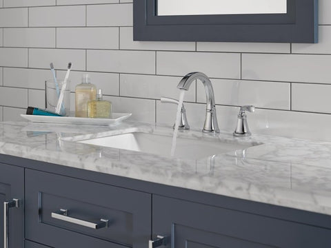 Delta Geist Series 35864LF Widespread Bathroom Faucet, 1.2 gpm, 2-Handle, 3-Faucet Hole, Metal, Chrome
