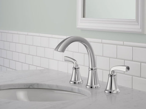 Delta Geist Series 35864LF Widespread Bathroom Faucet, 1.2 gpm, 2-Handle, 3-Faucet Hole, Metal, Chrome