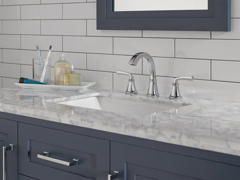 Delta Geist Series 35864LF Widespread Bathroom Faucet, 1.2 gpm, 2-Handle, 3-Faucet Hole, Metal, Chrome
