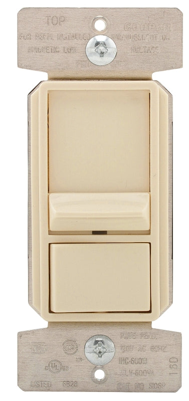 Eaton SUL06P-LA-KB-L Slide Dimmer, 277 V, 2-Gang, Light Almond - Shell
