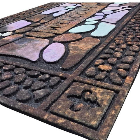 Fanmats 58781 Floor Mat, 30 in L, 18 in W, Pebble Pattern, Rubber Surface, Multi-Color