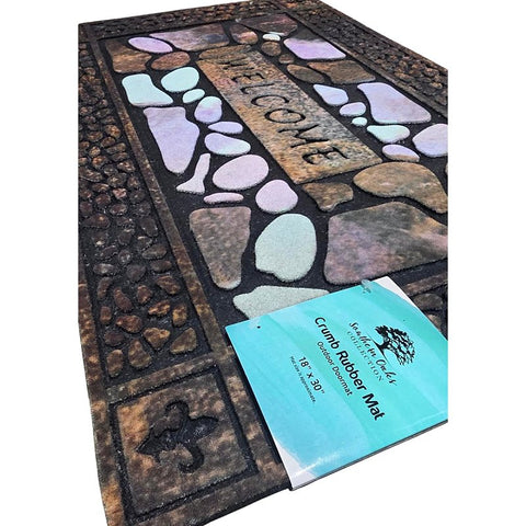 Fanmats 58781 Floor Mat, 30 in L, 18 in W, Pebble Pattern, Rubber Surface, Multi-Color