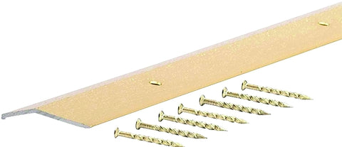 M-D 79079 Carpet Trim, 36 in L, 1-3/8 in W, Fluted Surface, Aluminum, Satin Brass