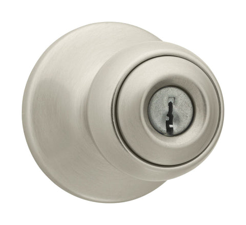 Kwikset Polo Satin Nickel Steel Entry Knobs ANSI/BHMA Grade 3 1-3/4 in.