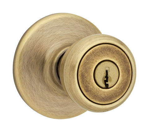 Kwikset Tylo Tylo Entry Knobs Antique Brass Steel 3 Grade Left or Right Handed