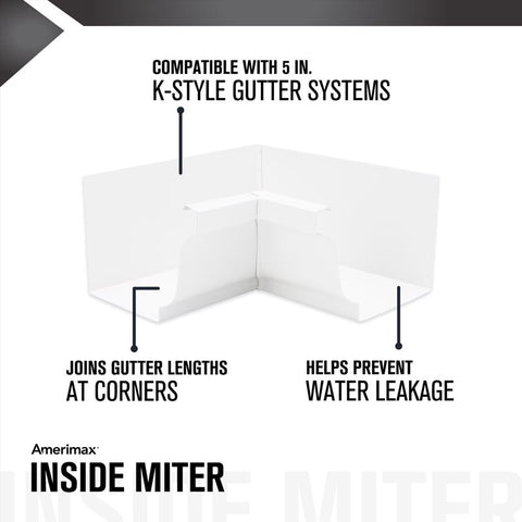 Amerimax 3.5 in. H X 3.75 in. W X 7.5 in. L White Aluminum K Inside Miter