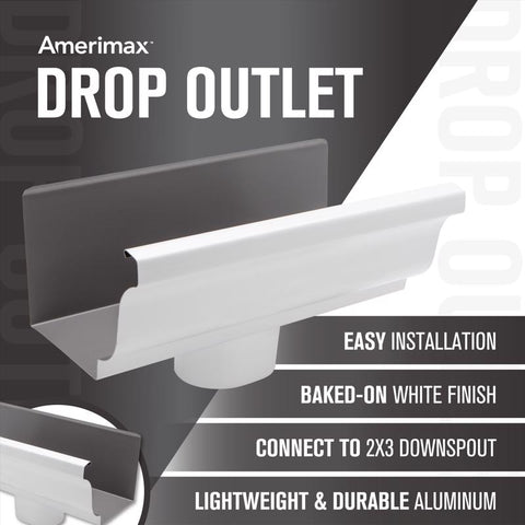 Amerimax 3.5 in. H X 5 in. W X 10 in. L White Aluminum K End w/Drop