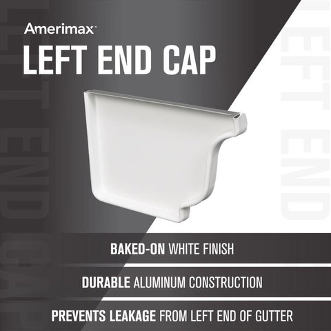Amerimax 3.5 in. H X 5 in. W X 0.5 in. L White Aluminum K Left End Cap, Pack of 15