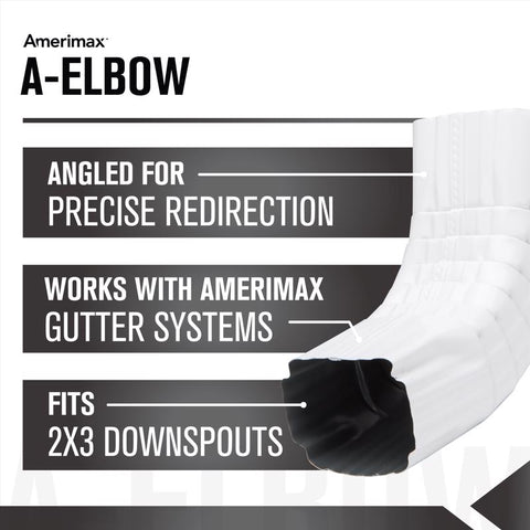 Amerimax 2 in. H X 3 in. W X 17 in. L White Aluminum A Gutter Elbow