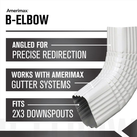 Amerimax 2 in. H X 3 in. W X 17 in. L White Aluminum B Gutter Elbow
