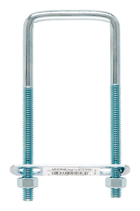 Hampton 2 in. W x 4-3/4 in. L Zinc Plated Steel Square Bend U Bolt 10 pk