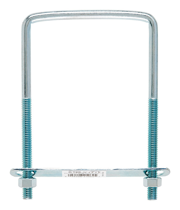 Hampton 4 in. W x 6 in. L Zinc Plated Steel Square Bend U Bolt 10 pk ...