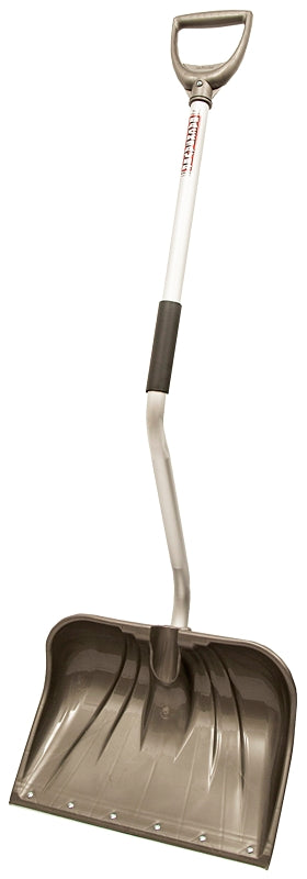 Rugg 26PBSLW-S Snow Shovel and Pusher, 18 in W Blade, Polyethylene Blade, Aluminum Handle, D-Shaped Handle, Silver