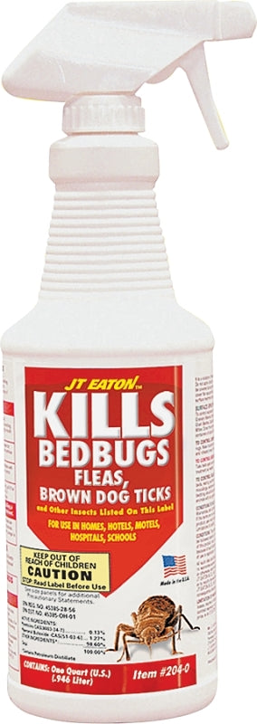 J.T. Eaton 204-O Bed Bug Killer, Liquid, Spray Application, 1 qt Bottle, Yellow, Pack of 6
