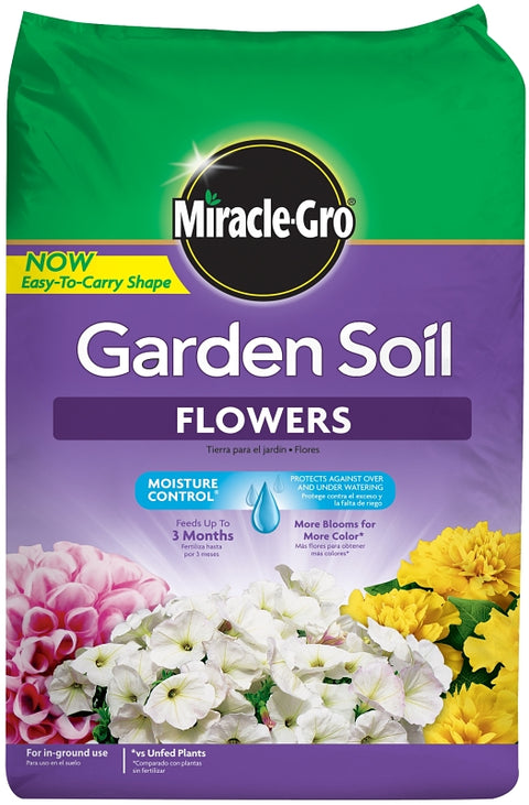Miracle-Gro 70359430 Flower Garden Soil, Solid, 1.5 cu-ft Bag