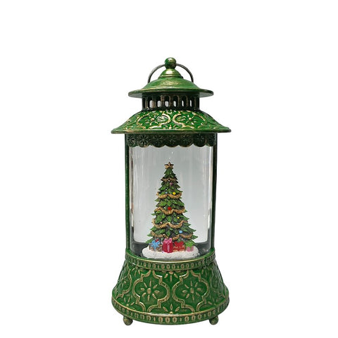 Santas Forest 21030 Christmas Decor, 11 in H, Lantern with Tree Scene, Green, Pack of 6