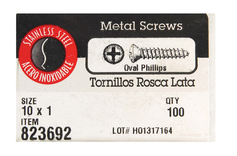 Hillman Oval Head Phillips Drive Sheet Metal Screws Stainless Steel 10 ...