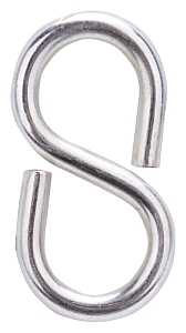 ProSource LR-376-PS S-Hook, 25 lb Working Load, 2.8 in Dia Wire, Steel, Zinc, Pack of 20