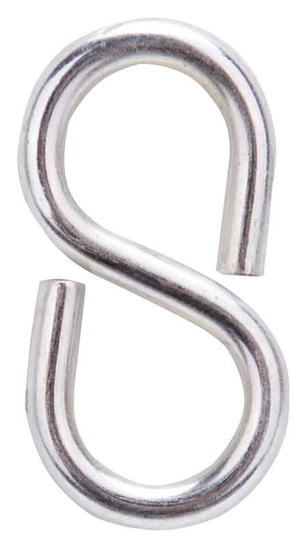 ProSource LR-376-PS S-Hook, 25 lb Working Load, 2.8 in Dia Wire, Steel, Zinc, Pack of 20