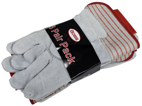 Boss GUARD B71021-L3P Gloves, L, 8 to 8-3/8 in L, Wing Thumb, Safety Cuff, Canvas Back, Blue