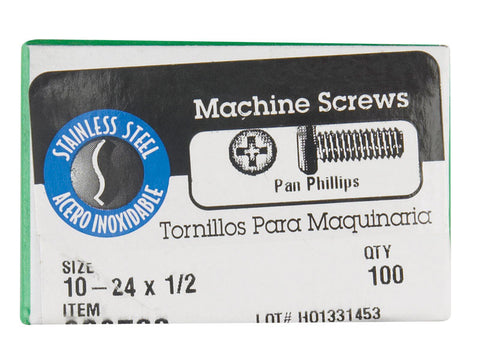 Hillman No. 10-24 Coarse Pan Machine Screws 100