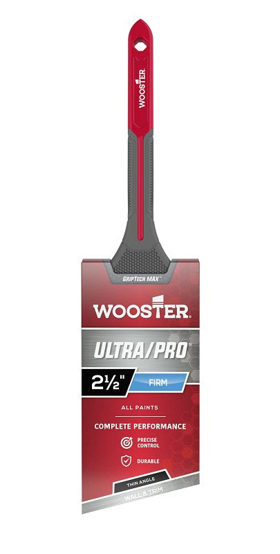 Wooster Ultra/Pro GRIPTECH MAX Series G4181-2 1/2 Paint Brush, 2-1/2 in W, Firm Thin Angle Brush, 2-7/8 in L Bristle