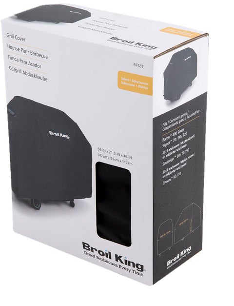 Broil King Select Series 67487 Grill Cover, 58 in W, 21-1/2 in D, 46 in H, Polyester/PVC, Black