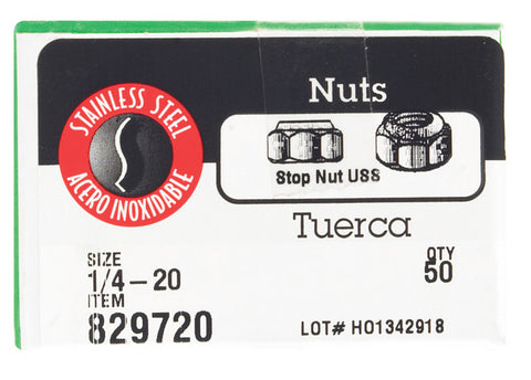 Hillman 1/4 Stainless Steel SAE Nylon Lock Nut 50 pk