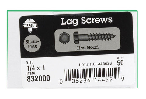 Hillman 1/4 in. x 1 in. L Hex Lag Screw