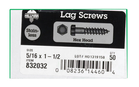 Hillman 5/16 in. x 1-1/2 in. L Hex Lag Screw