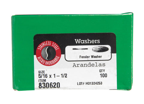 Hillman Stainless Steel 5/16 in. Fender Washer 100 pk